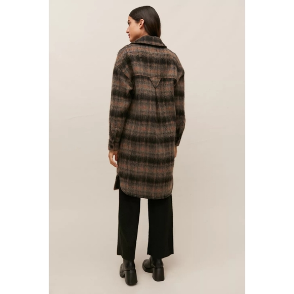 7 For All Mankind Brushed Plaid long shacket - Picture 2 of 9